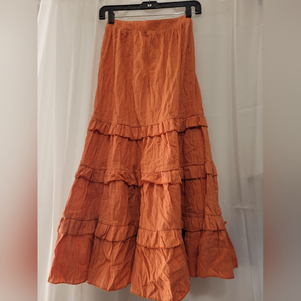 Petal and Pup Rust Tiered Long Skirt - Size XS, Flowing & Stylish